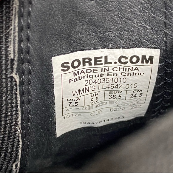 Sorel Brex Black White Leather Heeled Chelsea Bootie 7 1/2 - Picture 11 of 14